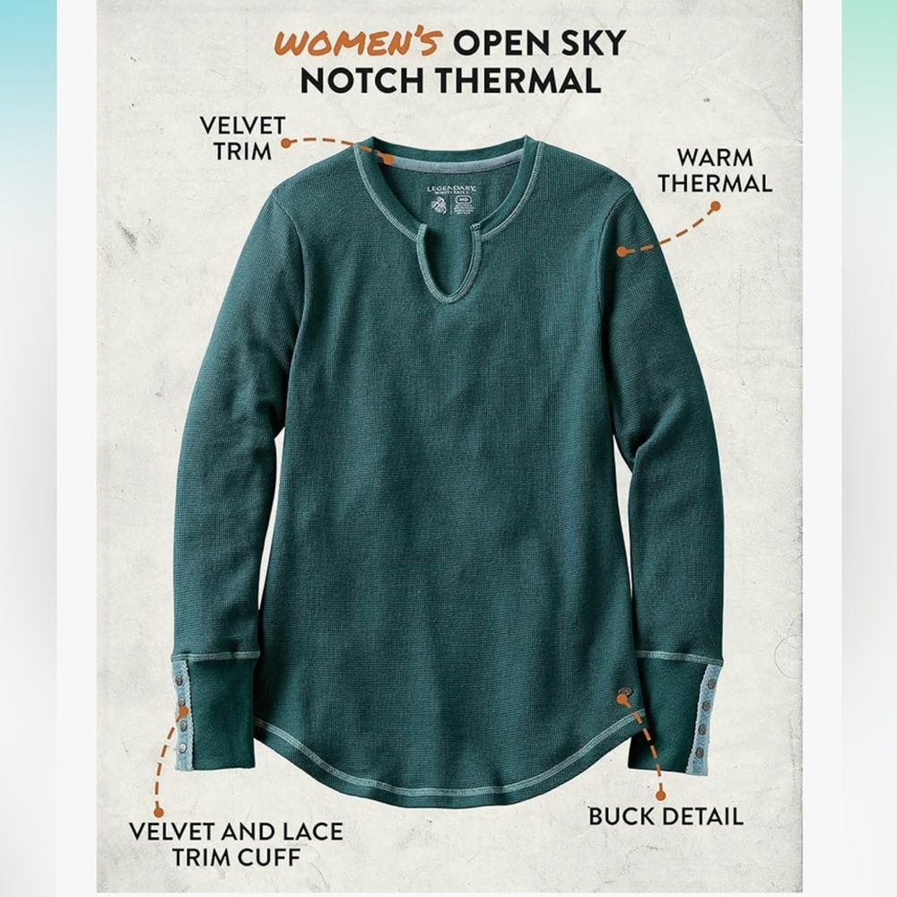 NWT Legendary Whitetails Teal Split Neck Henley Top